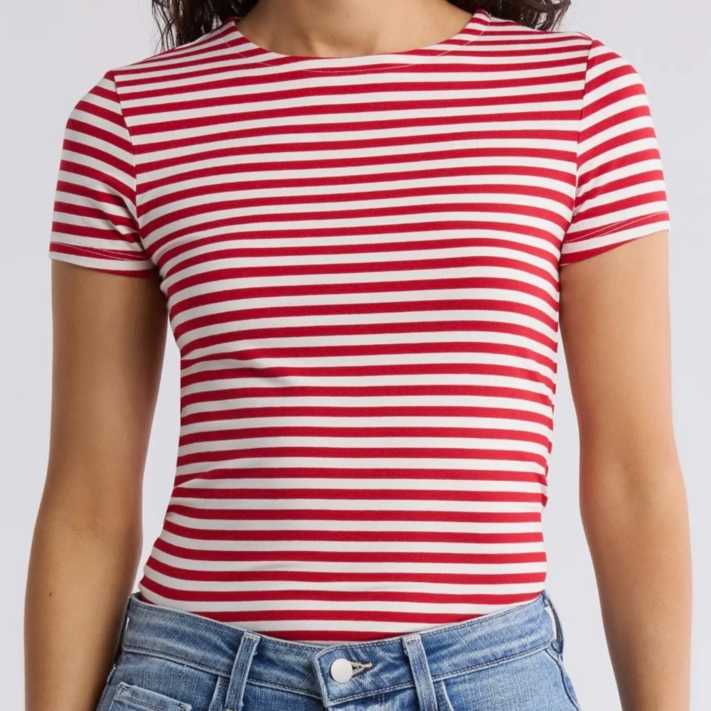 L'AGENCE Ressi Stripe Crewneck T-Shirt NWT XS